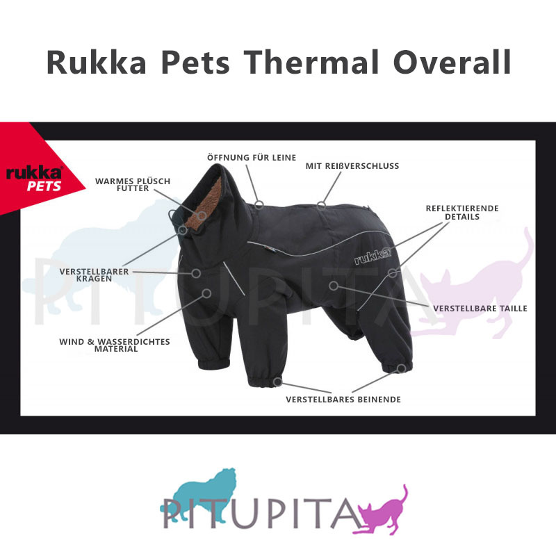 Rukka Pets Wintermantel mit Beinen Thermal Overall Schwarz 35