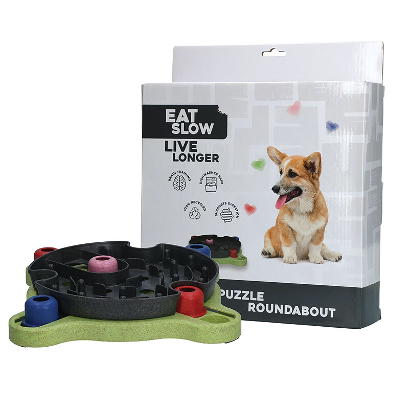 Eat Slow Live Longer Puzzle Hundespielzeug Intelligenzspielzeug Roundabout