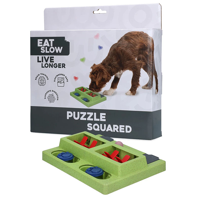 Eat Slow Live Longer Puzzle Hundespielzeug Intelligenzspielzeug Squared