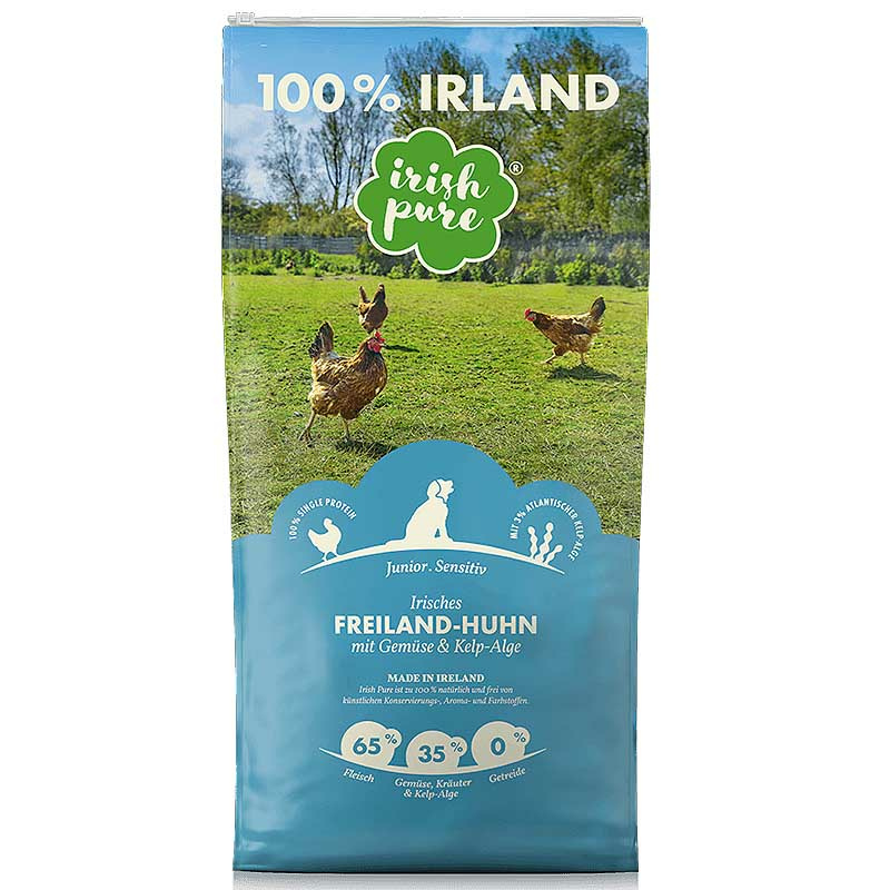 IRISH PURE Irisches Trockenfutter Freiland-Huhn mit Gemüse & Kelp-Alge JUNIOR