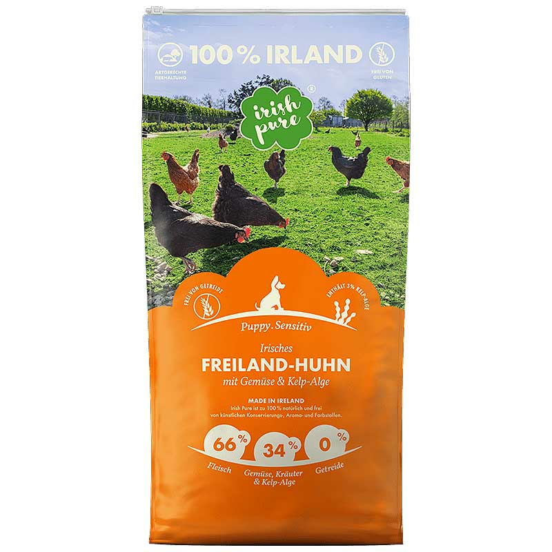 IRISH PURE Irisches Trockenfutter Freiland-Huhn mit Gemüse & Kelp-Alge PUPPY