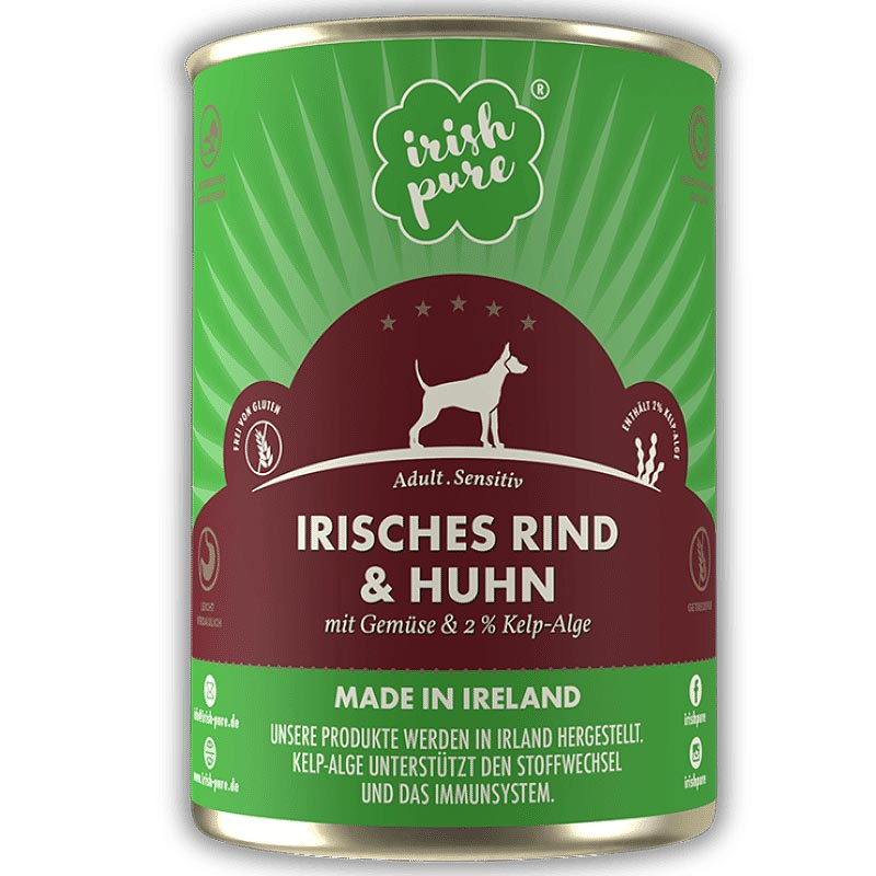 IRISH PURE Irisches Nassfutter Rind-Huhn mit Gemüse & Kelp-Alge ADULT