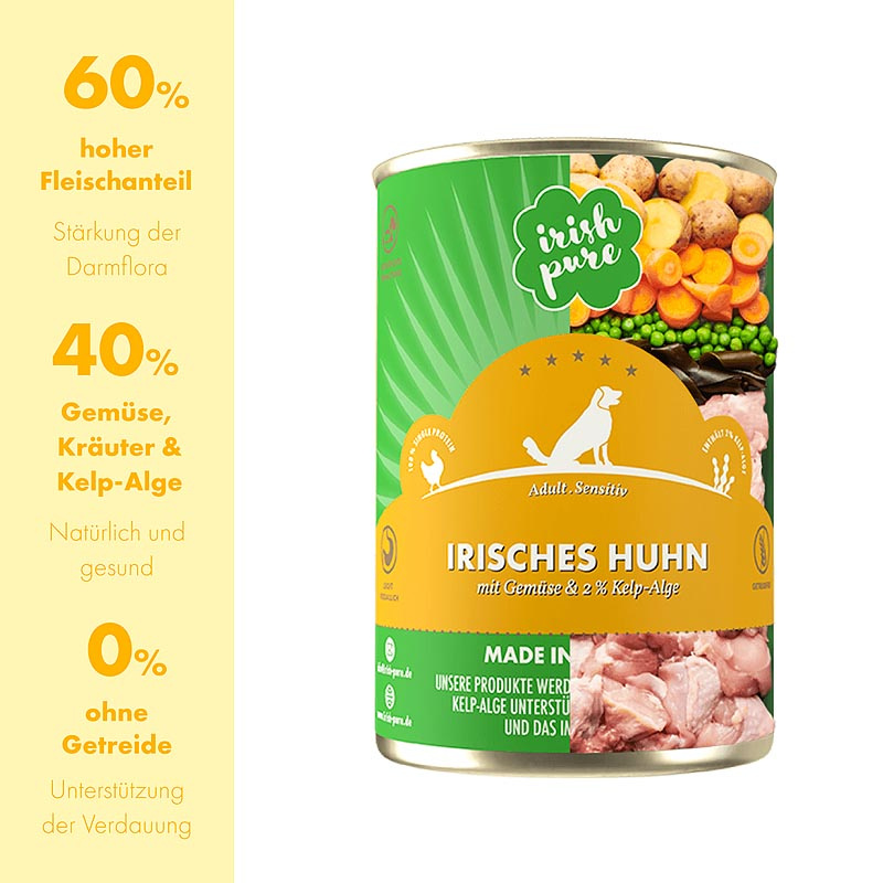 IRISH PURE Irisches Nassfutter Huhn mit Gemüse & Kelp-Alge ADULT