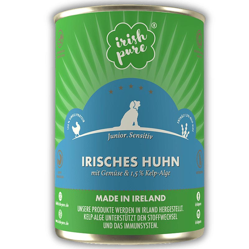 IRISH PURE Irisches Nassfutter Huhn mit Gemüse & Kelp-Alge JUNIOR