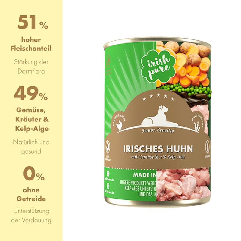 IRISH PURE Irisches Nassfutter Huhn mit Gemüse & Kelp-Alge SENIOR