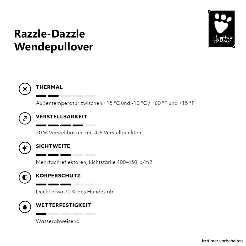 Hurtta Razzle Dazzle Pullover  Wendejacke GESAMTÜBERSICHT